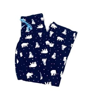 Jenni Polar Bear Print Pajama Bottoms Loungewear Pants Blue White Size S